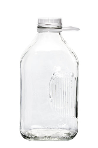 The Dairy Shoppe Heavy Glass Milk Bottle 64 Oz Jug (2 Quart) with Extra Lid and Pour Spout (1, 64 oz) - Better Beverage Bottles