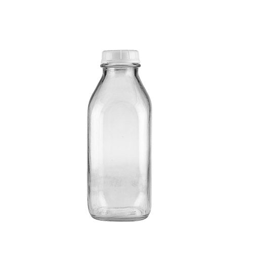 One Quart (32 Oz) Square Milk Bottles -- Case of 24