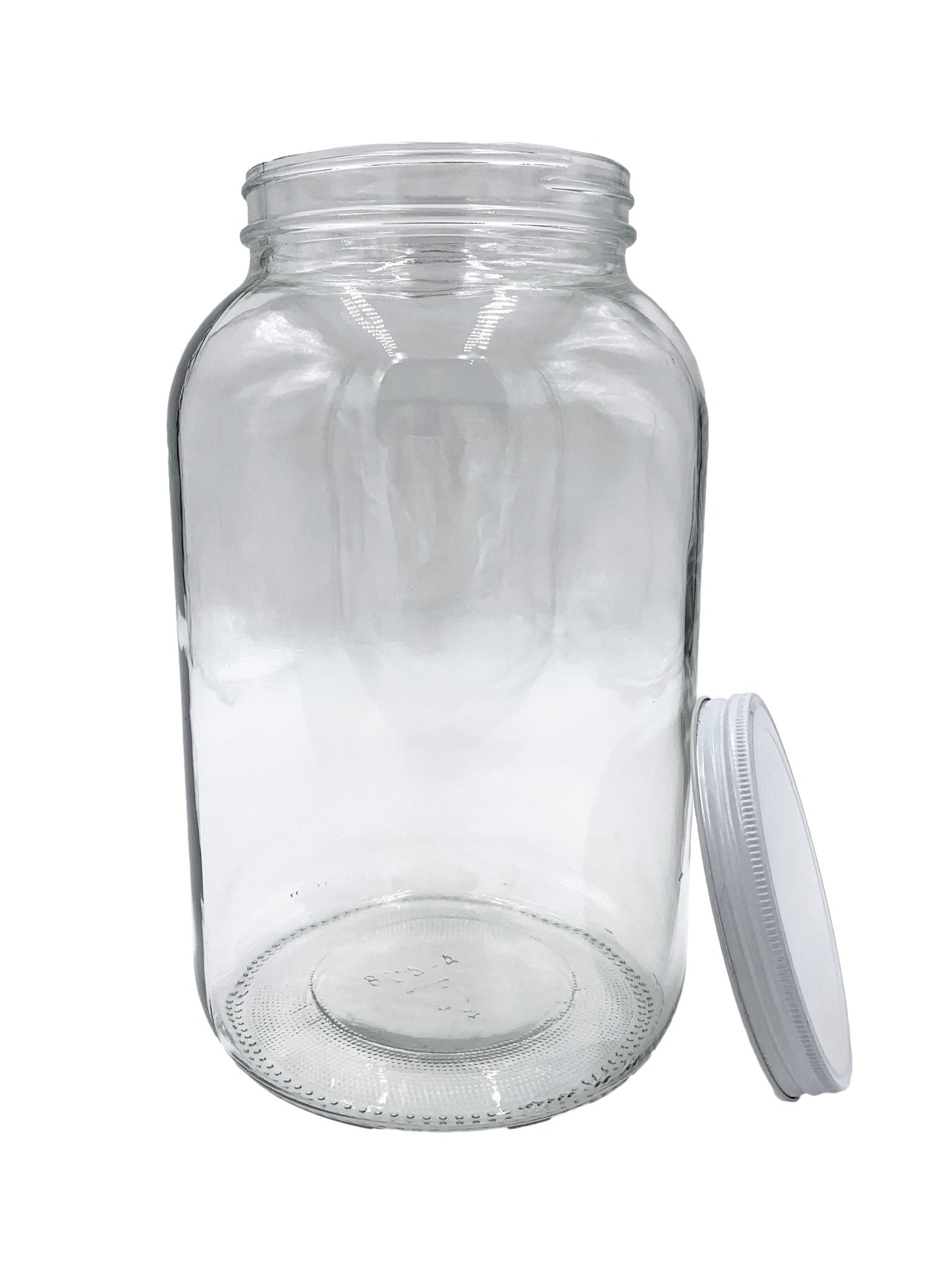 Wide-Mouth Glass Jars - 1 Gallon, 4 Opening, Metal Cap