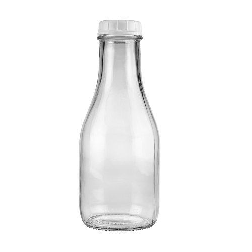 1 Qt Heavy Glass Reusable Milk Bottle, 32 Oz Tall/round Style, Includes 48 Mm Plastic Snap Cap - Better Beverage Bottles