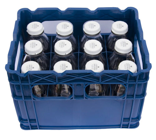 Plastic Crate for 1 Ltr Square Glass Milk Bottles / Commercial Duty - Better Beverage Bottles