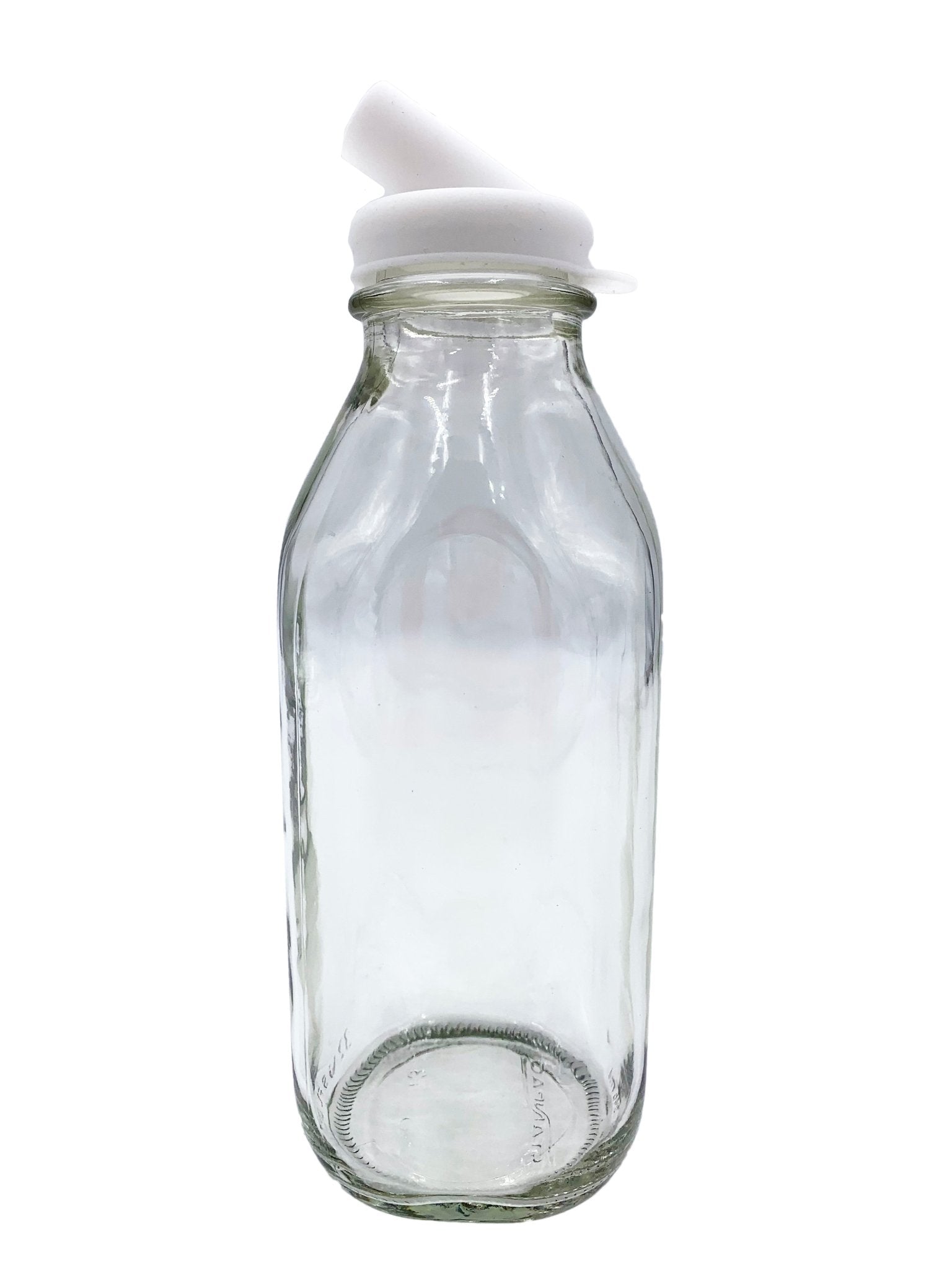 The Dairy Shoppe 2 qt Glass Milk Bottle 64 oz Heavy Glass with Lid Creamery Style, Clear Glass